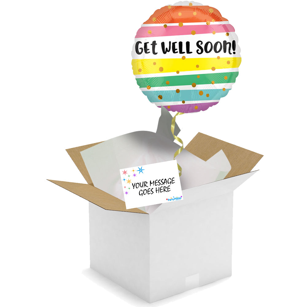 Send A Balloon Rainbow Stripe Get Well Soon 18"