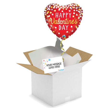 Balloon In A Box - Valentine's Heart Confetti Foil Balloon - 18