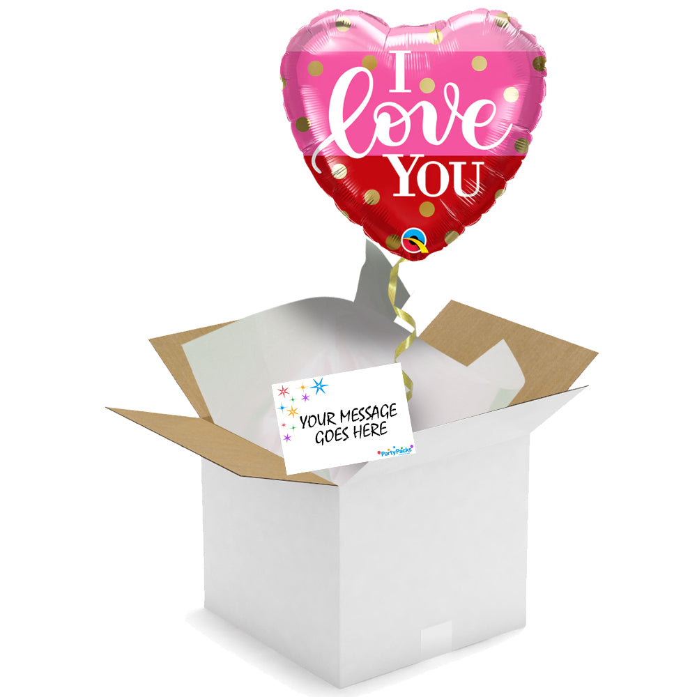 Balloon In A Box - Valentine's I Love You Foil Balloon - 18"