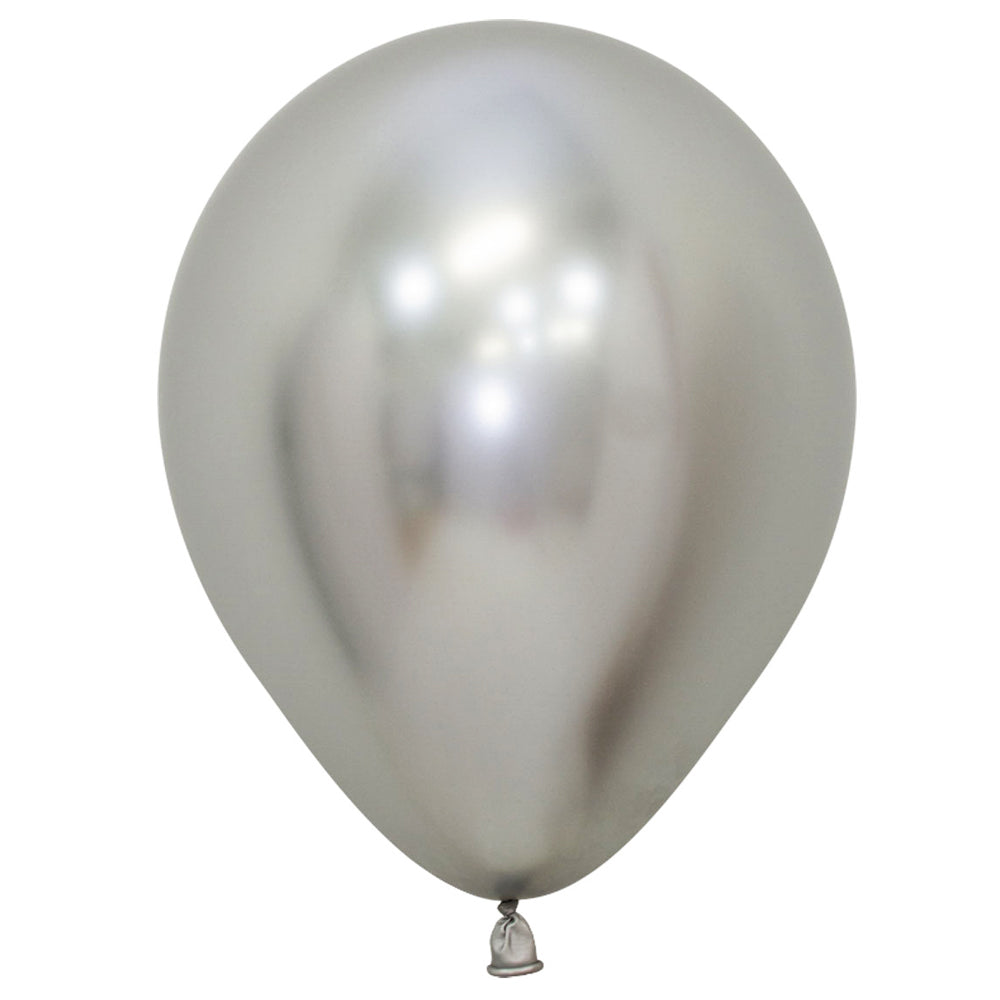Silver Chrome Metallic Latex Balloons - 11" - Pack of 10