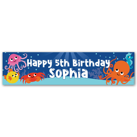Sealife Party Personalised Banner Decoration - 1.2m
