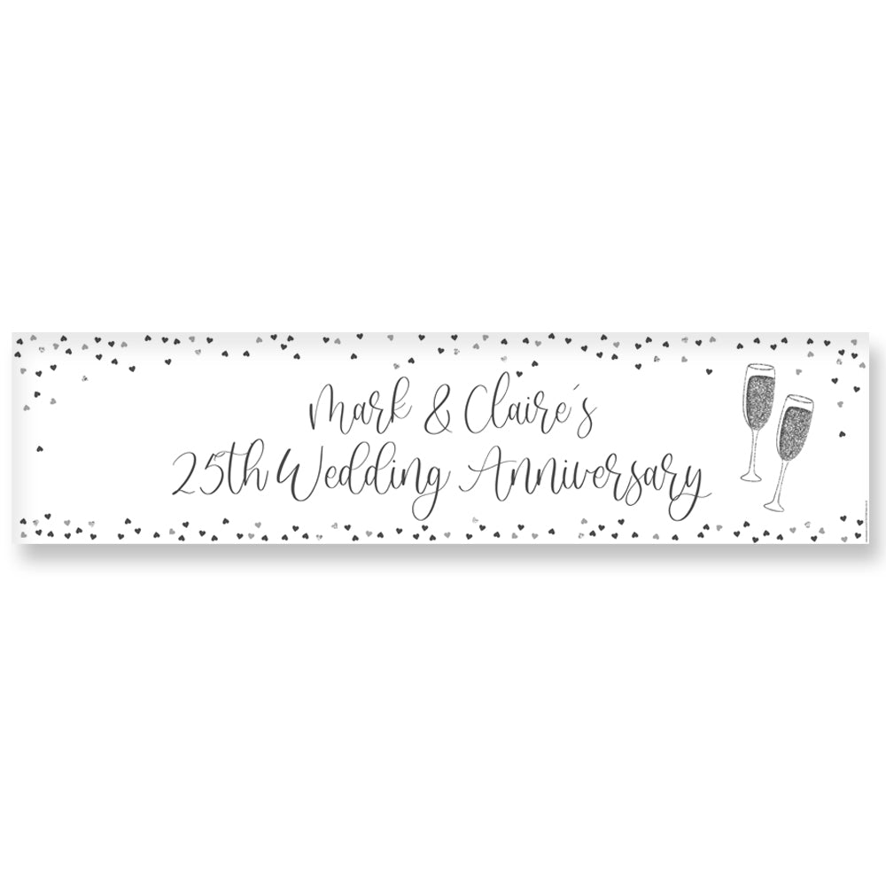 Silver 25th Anniversary Personalised Banner - 1.2m