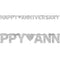 Silver Happy Anniversary Foil Letter Banner - 2.3m x 16cm