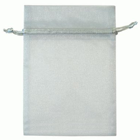 Silver Large Organza Bags - Pack of 10