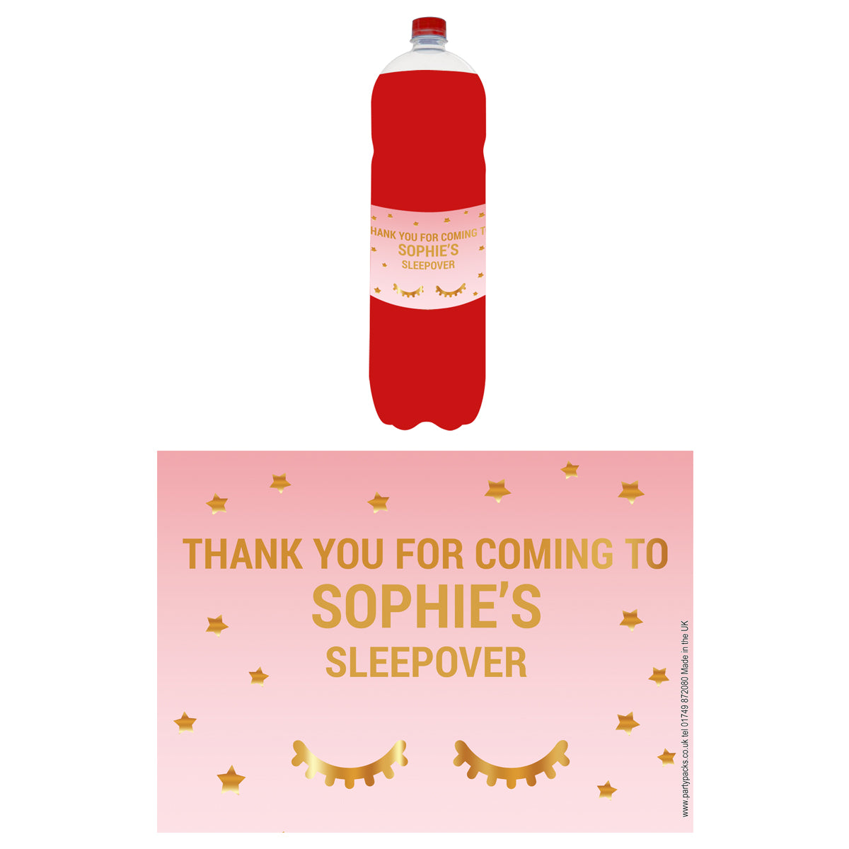 Personalised Bottle Labels - Sleepover - Pack of 4