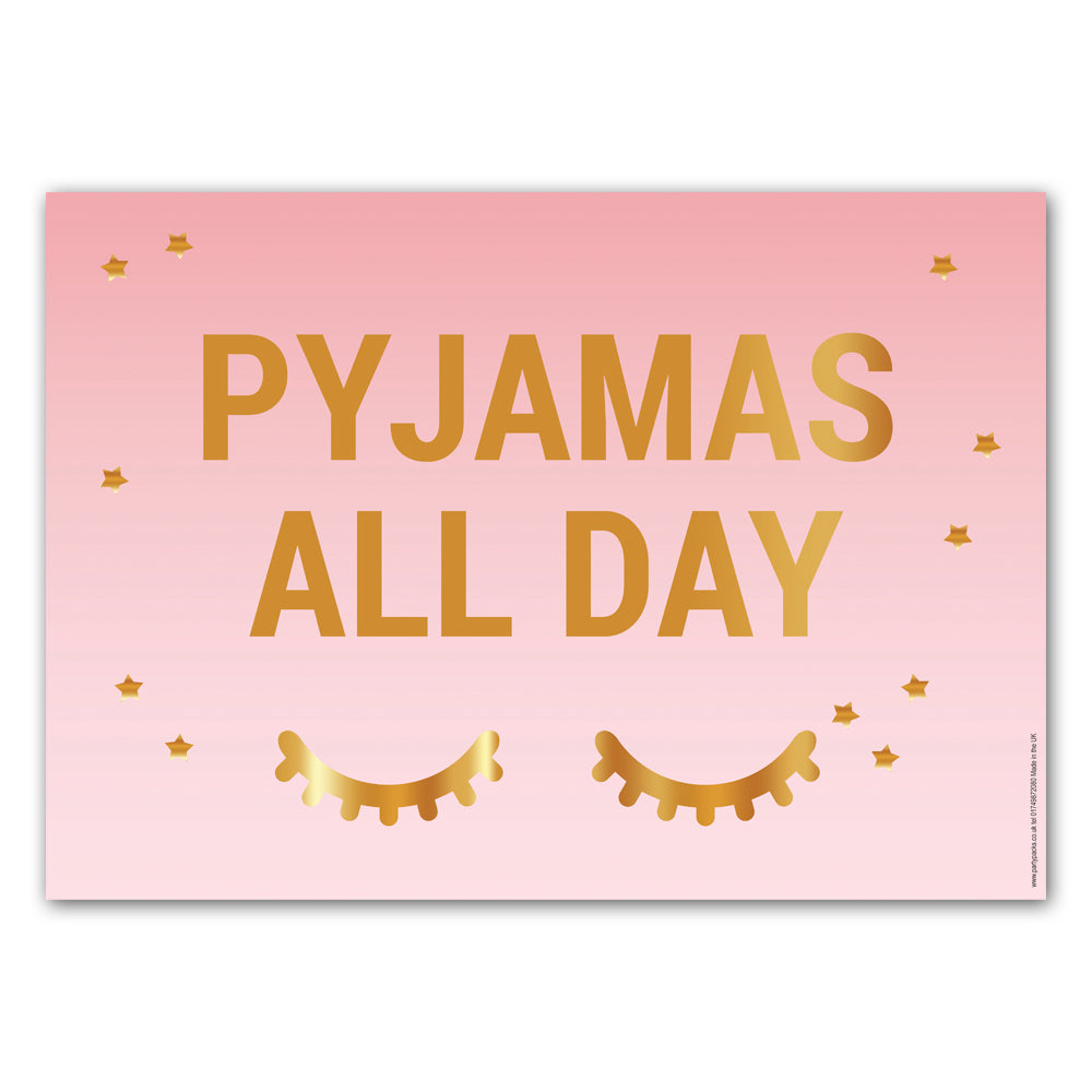 Pyjamas All Day Sleepover Party Poster Decoration - A3