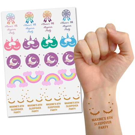 Sleepover Party Personalised Temporary Tattoos - Pack of 20