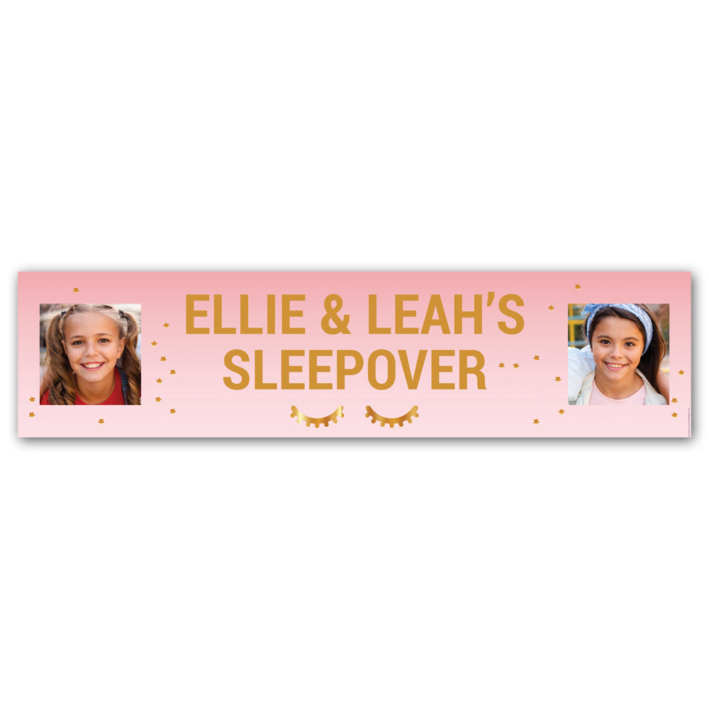 Sleepover Party Personalised Photo Banner - 2 Photos - 1.2m