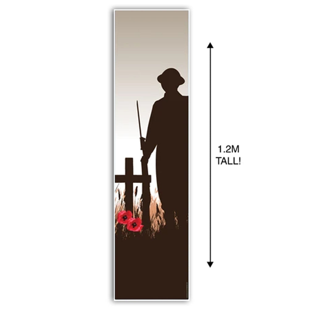 Remembrance Sunday Soldier and Poppies Portrait Wall Banner