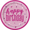 Birthday Glitz Pink Plates - 22.9cm - Pack of 8