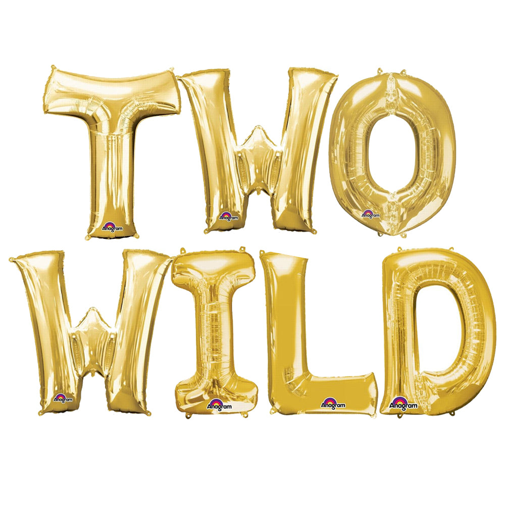 TWO WILD Gold Foil Letter Balloon Pack