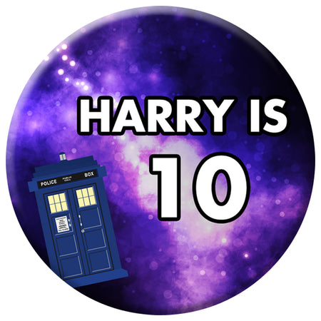 Personalised Time Travel Police Box Badge - 58mm
