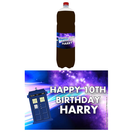 Personalised Bottle Labels - Time Travel Police Box - Pack of 4