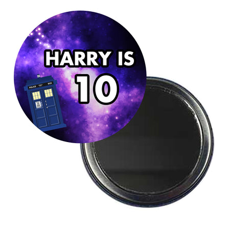 Time Travel Police Box Personalised Pocket Mirror - 58mm - Each