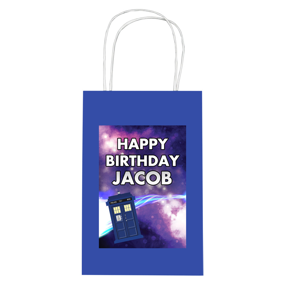 Personalised Time Travel Police Box Paper Party Bags - Pack of 12