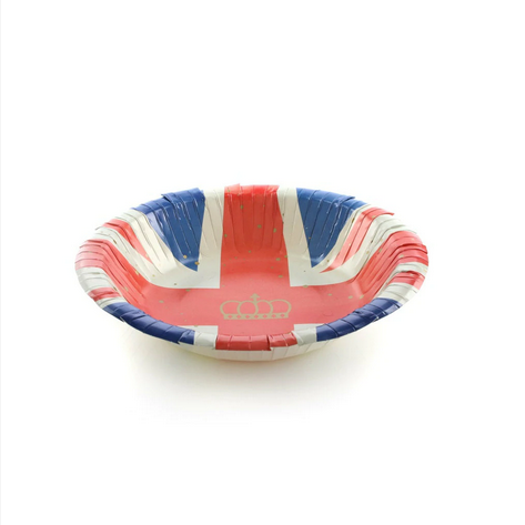 Union Jack Crown Paper Bowls 7.5" - Pack of 10