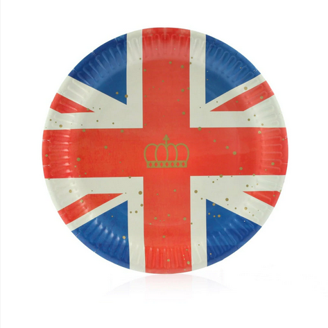 Union Jack Crown Paper Plates 9" - Pack of 10