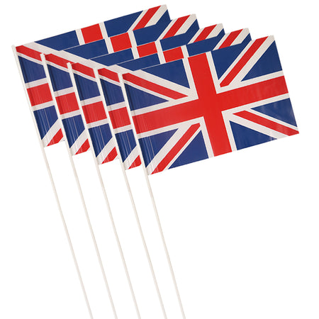 British Union Jack Budget Plastic Hand Waving Flag - 28cm x 18cm - Pack of 100