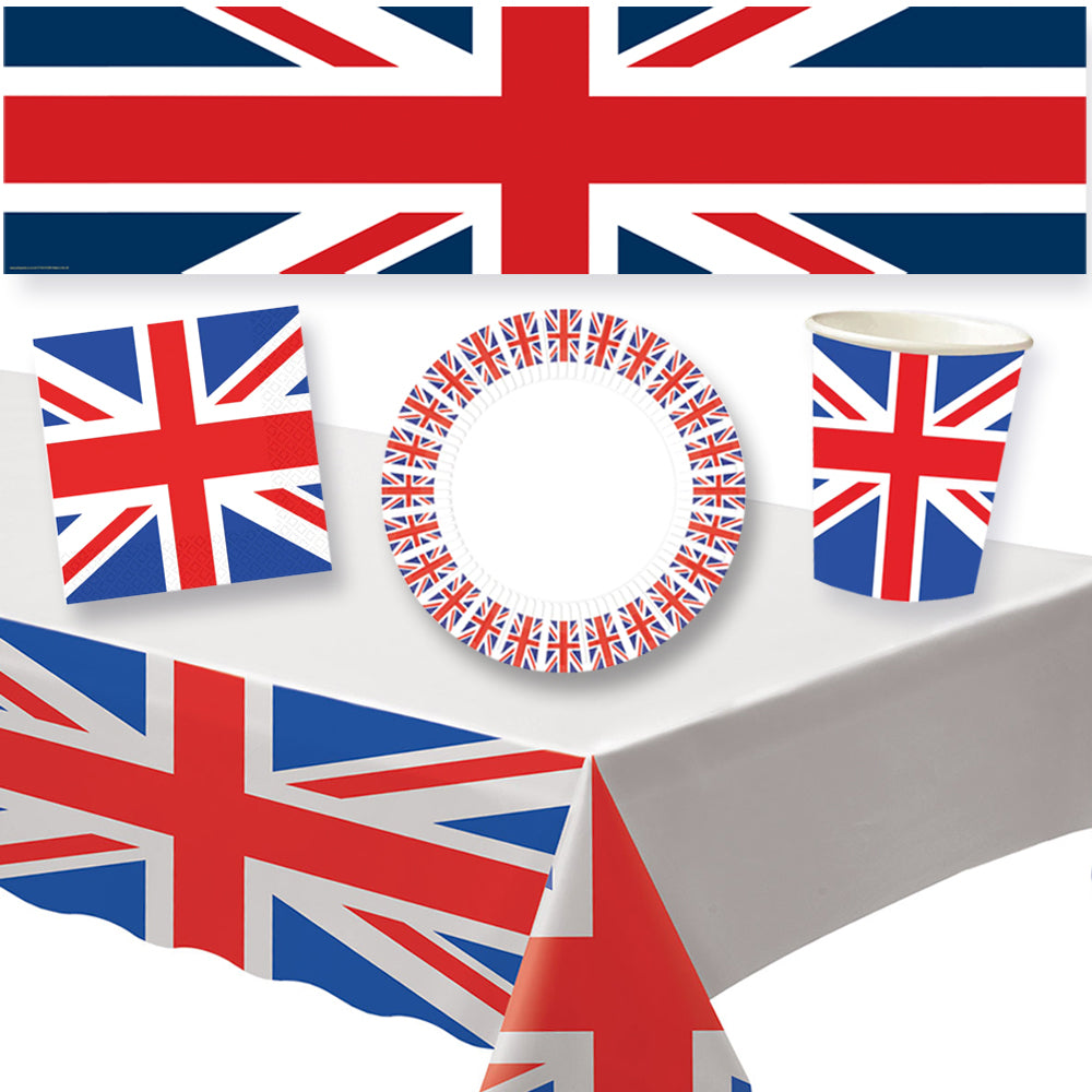 Union Jack Tableware Pack for 8 - With FREE Banner!