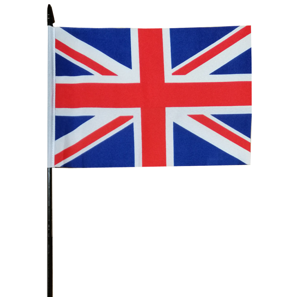 British Union Jack Small Cloth Flag On A Pole - 23cm x 15cm