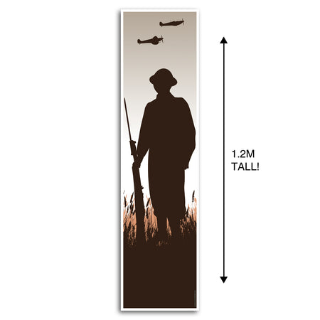 World War 2 WWII British Soldier Silhouette Portrait Wall Banner Decoration - 1.2m