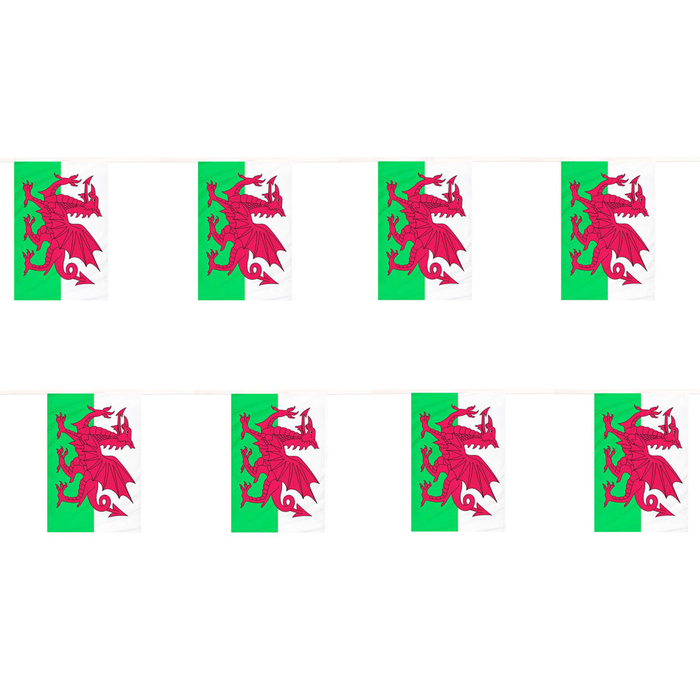 GB Brand National Flag Bunting 33ft Rugby 6 Nations Wales Dragon Cymru Flag Bunting - Multi-Color Plastic Flags - Fast Delivery Cymru Flag Decorations Plastic Bunting - Foto 3