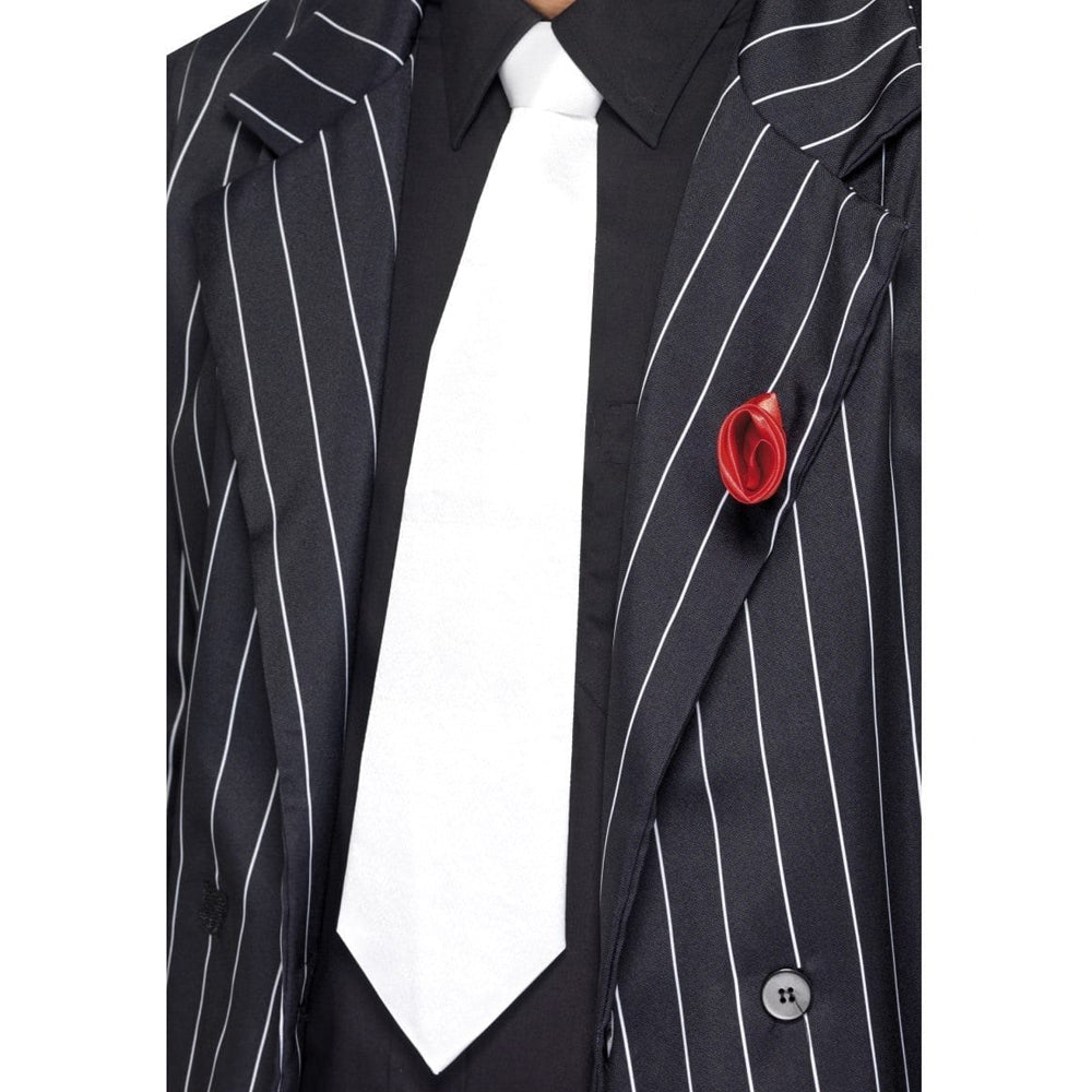 Cravate Deluxe White Gangster - Uni, Bout Pointu - 100% Polyester - Conforme Aux Normes Européennes - 5