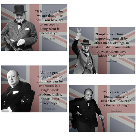 Winston Churchill Union Jack Quotes Posters - A3 - Pack of 4