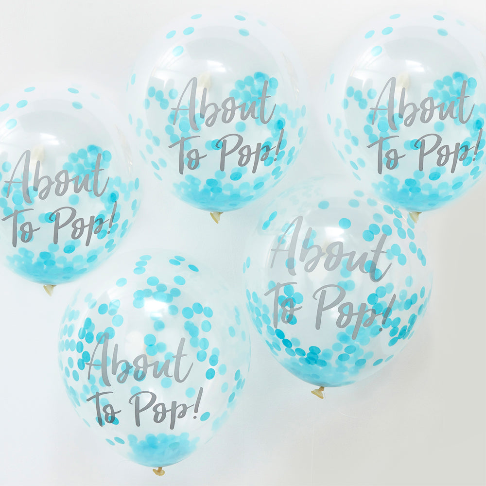 About to Pop Balloons with Blue Confetti - 11" - Pack of 5