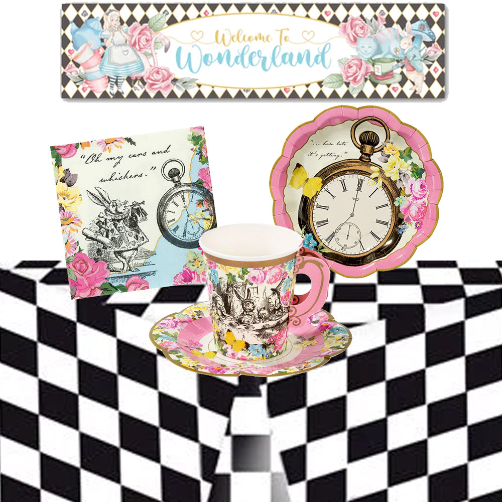 Truly Alice Tableware Party Pack - For 12 with Free Banner!