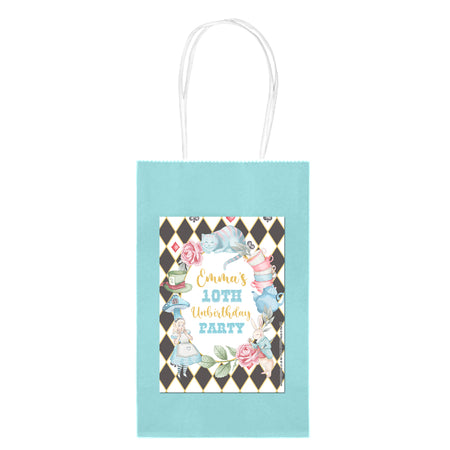 Alice in Wonderland Personalised Paper Party Bags - Pack of 12