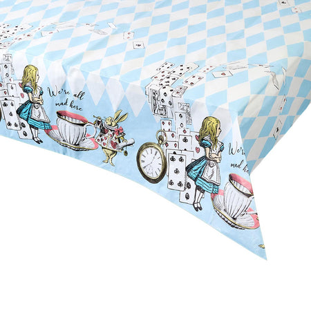 Blue Alice in Wonderland Paper Table Cloth - 180 x 120cm