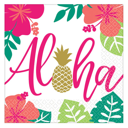 Aloha Tropical Paper Napkins - Pack of 16