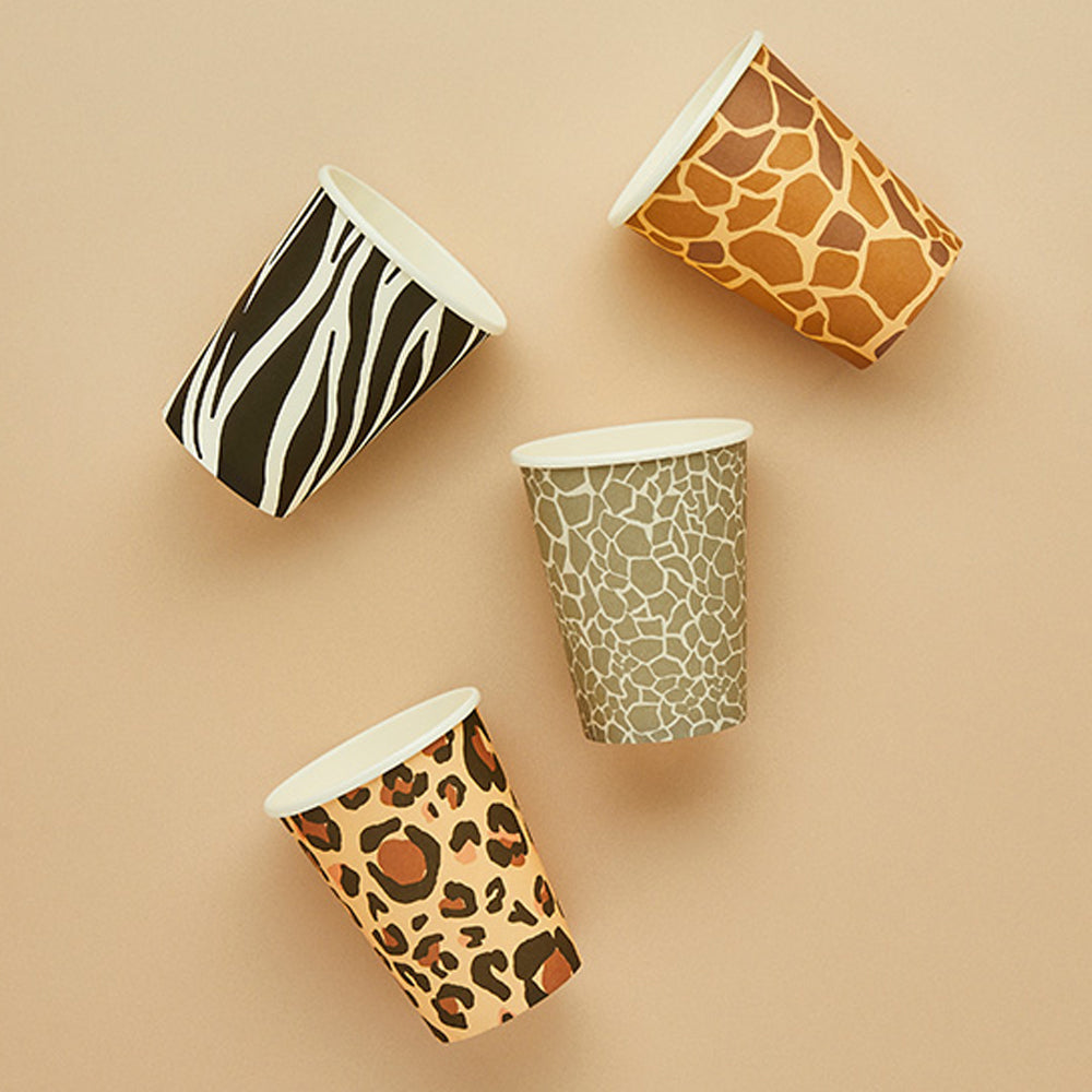 Safari Animal Print Paper Cups - Pack of 8