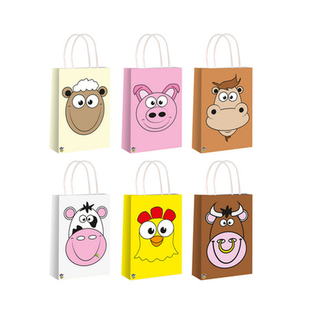 Farm Animal Paper Party Bag with Handles - Each