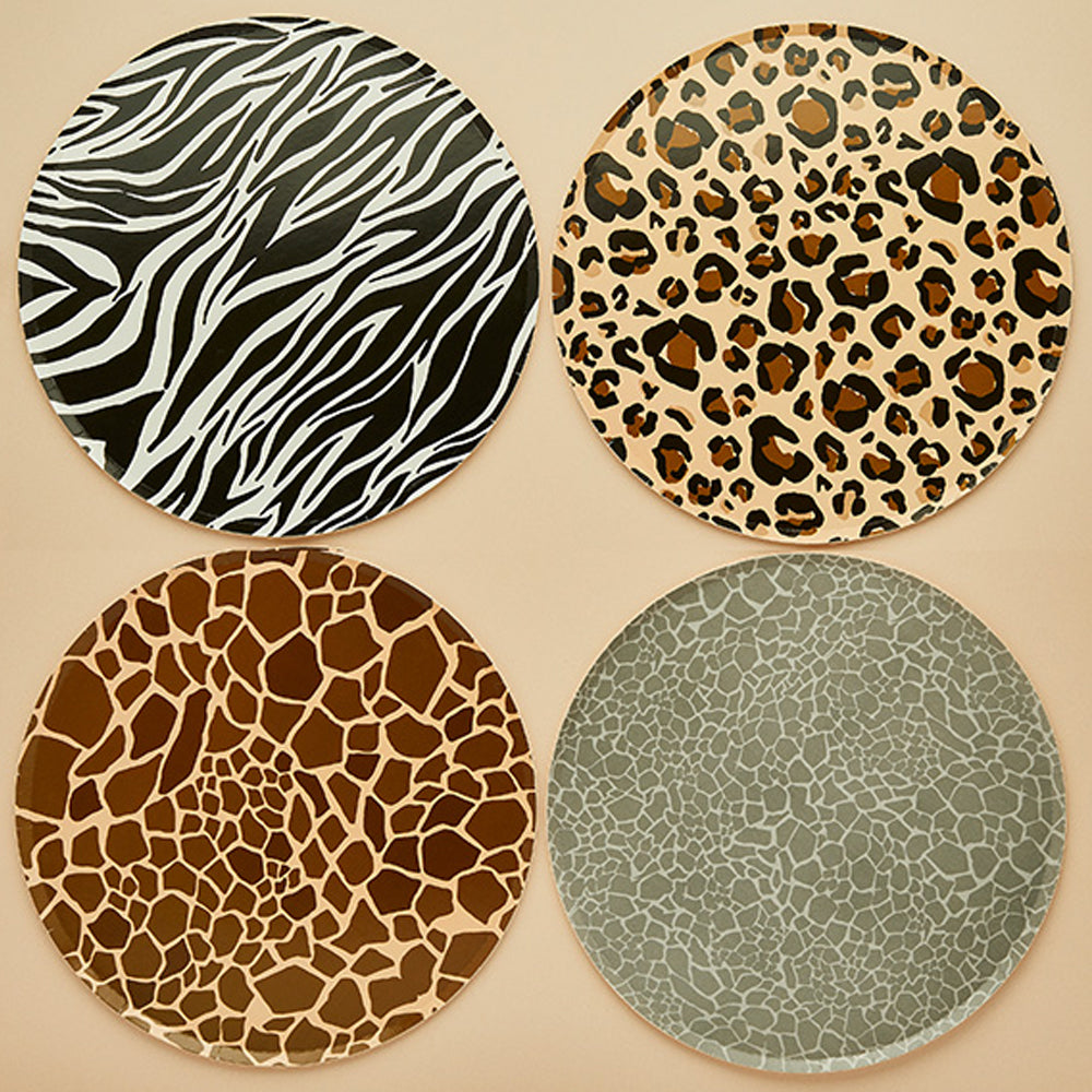 Safari Animal Print Paper Plates - Pack of 8