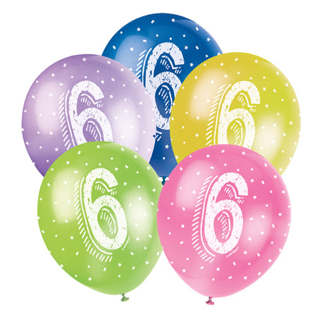 6th Birthday Latex Balloons - Assorted - 11