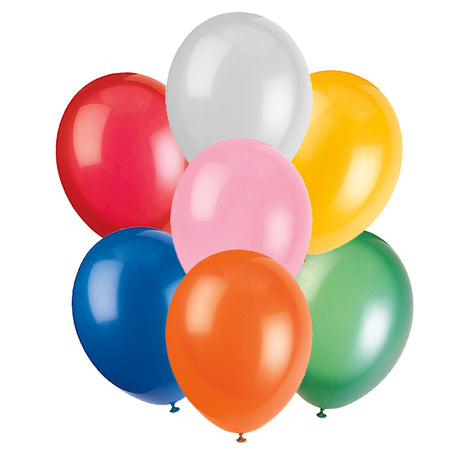 Multicolour Assorted Colour Latex Balloons - 12