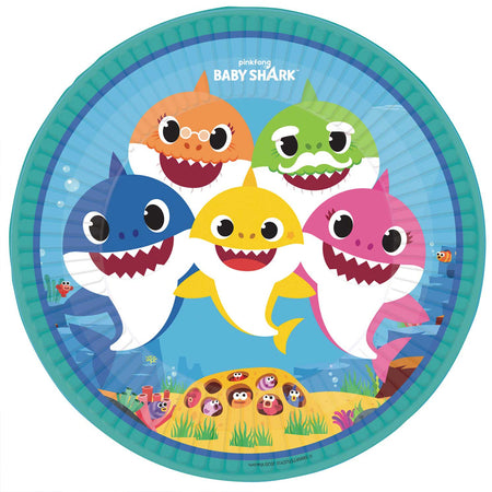 Baby Shark Paper Plates - 23cm - Pack of 8