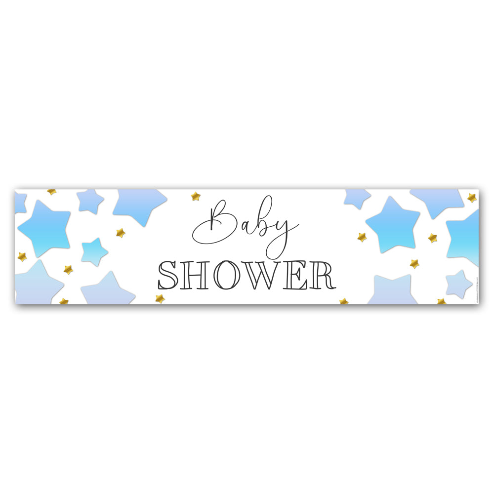 Blue Ombre Stars Baby Shower Banner Decoration