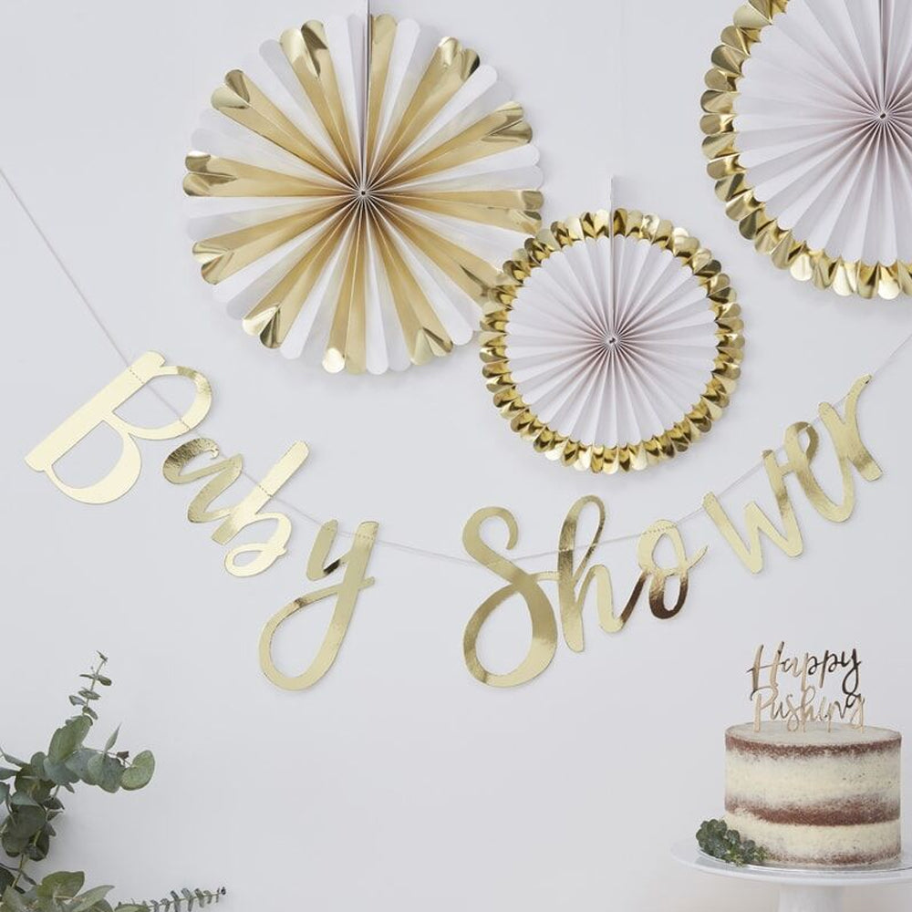 Gold Baby Shower Bunting - 1.5m