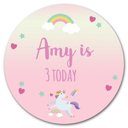 Personalised Badge 58mm - Pink Unicorn