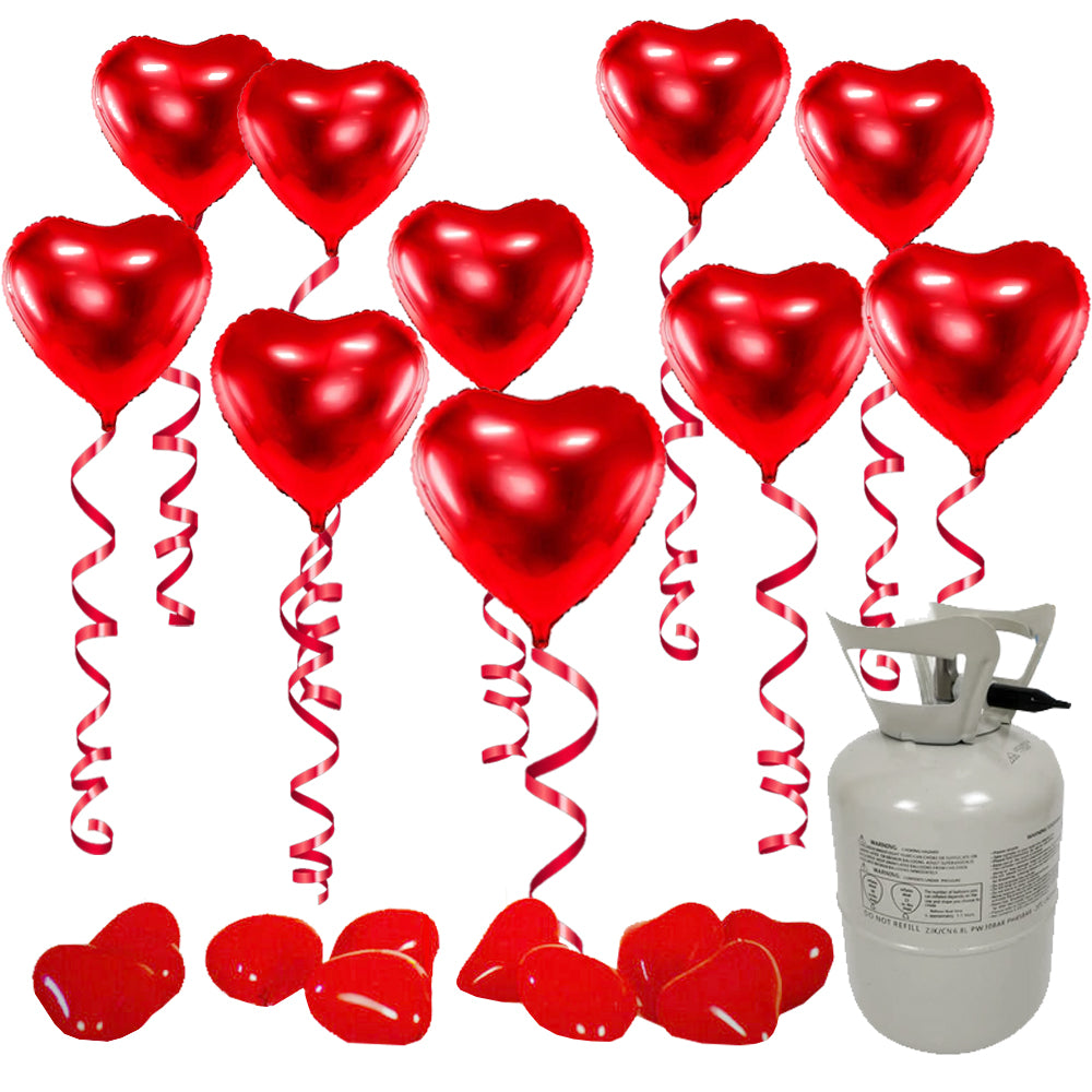 Valentine's Heart Balloon Decoration Kit With Helium Cylinder