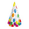 Balloon Design Flat Card Cone Party Hats  - Each - 16.5cm