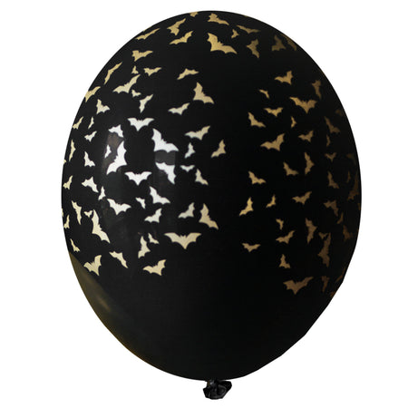 Halloween Black and Gold Bats Latex Balloons - 11