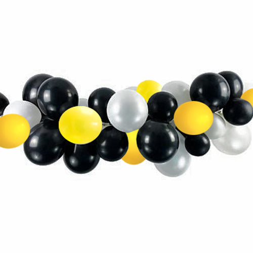 Black, Yellow and Silver Balloon Arch Decoration DIY Kit - 2.5m