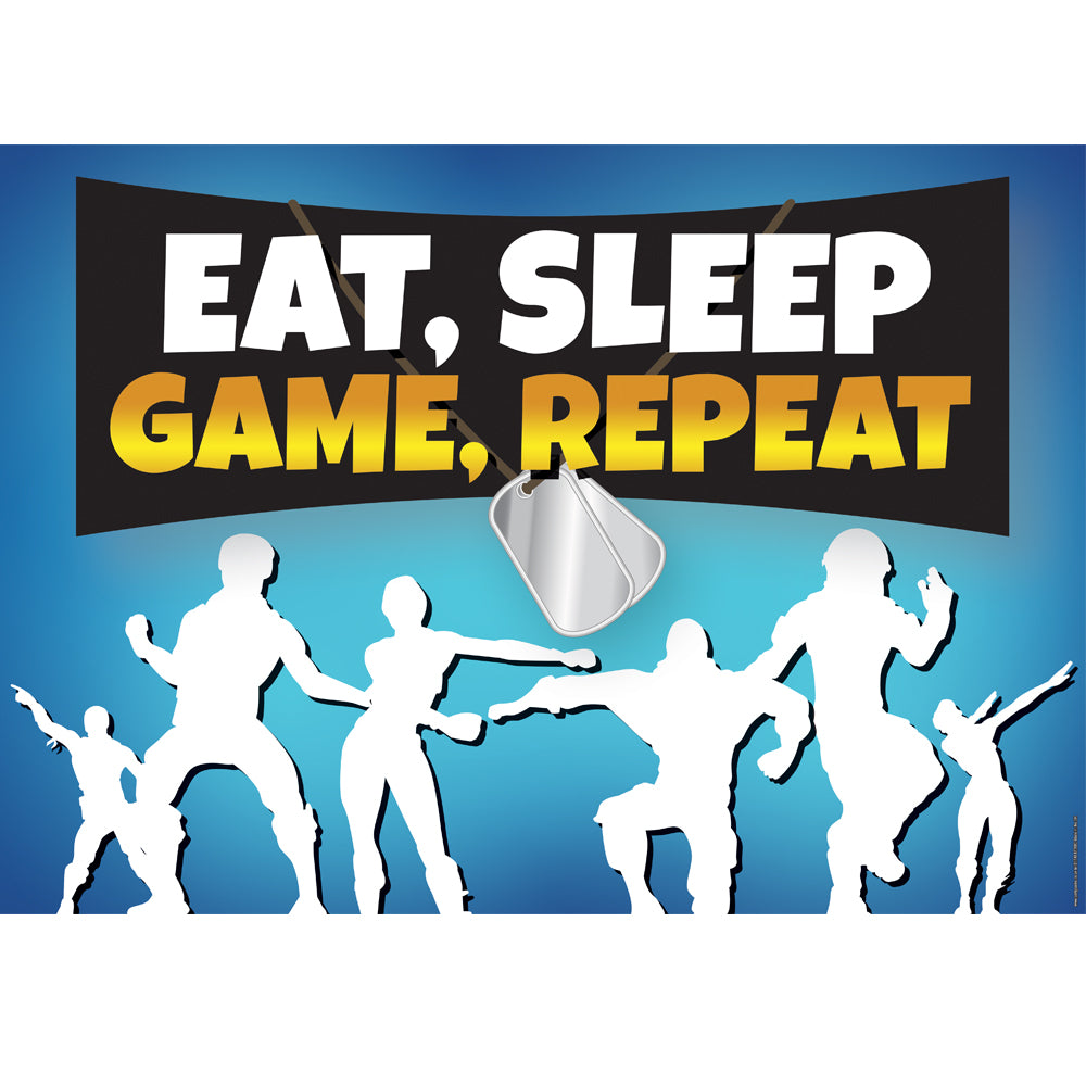 Battle Royale 'Eat, Sleep, Game, Repeat' Poster - A3