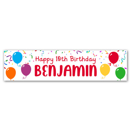 Birthday Balloons Personalised Banner Decoration - 1.2m