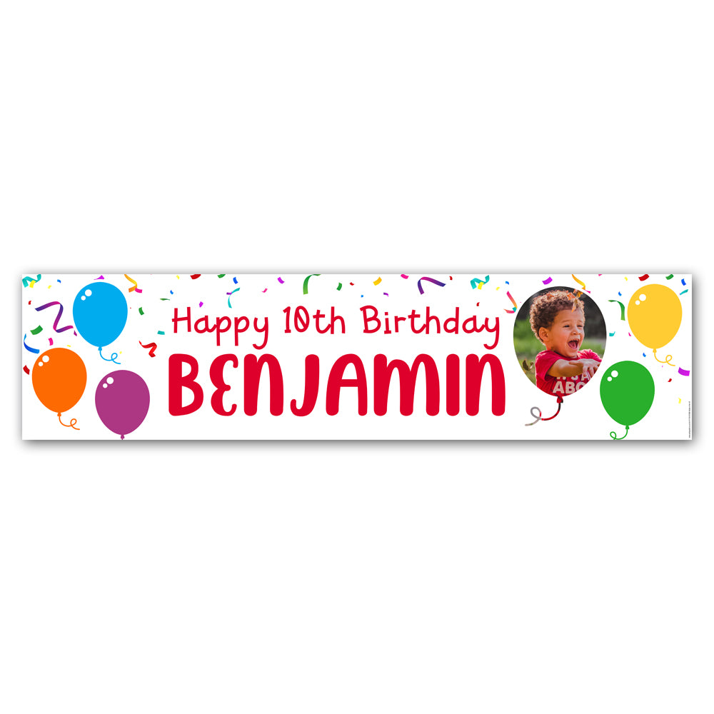 Birthday Balloons Personalised Photo Banner Decoration - 1.2m
