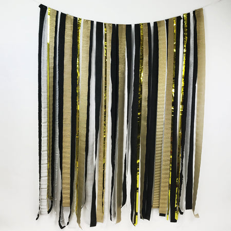 Black & Gold Paper Streamer DIY Backdrop Kit